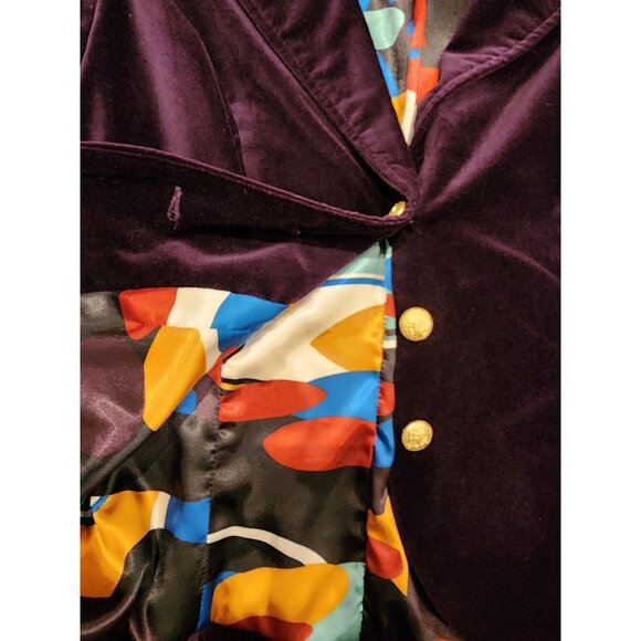 NEW Vintage Forever Velvet Blazer Purple, Gold Buttons Large - Picture 5 of 16